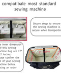 Interior view of rolling sewing machine bag with secure straps, fits most standard sewing machines like Brother and Singer.