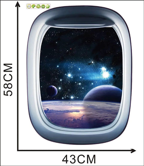 3D Planet Universe Galaxy Space Wall Decals Set With Spacecraft And Astronauts Peel And Stick Removable PVC Wall Murals
