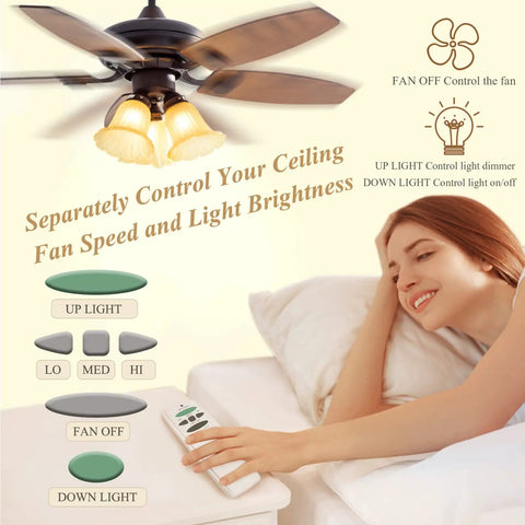 Universal Ceiling Fan Remote Control Kit Replacement for Multiple Brands and Models with Up and Down Light Control in use