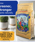 Crab And Lobster Shell Plant Food 5-3-0 With Kelp Meal 1-0-2 Dual Pack Organic Fertilizer For Lawn And Garden That Boosts Soil Health Root Strength Moisture Retention And Big Growth, 4 lb bag
