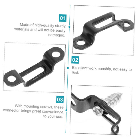 Hella Sturdy Invisible Furniture Connectors And Hidden Fasteners For Wardrobe Setup No Sweat Assembly showing black metal connector with screws.