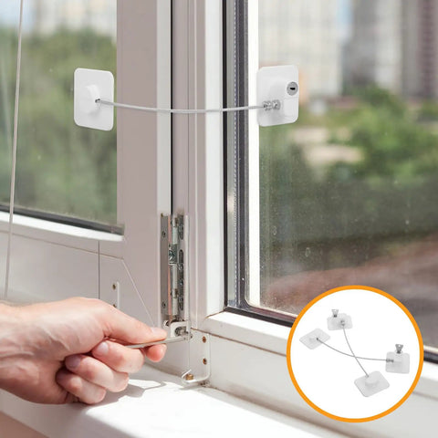 Two Pack Childproof Fridge And Window Safety Locks For Cabinets With Abs And Steel Wire Multipurpose Window Limiter And Lock