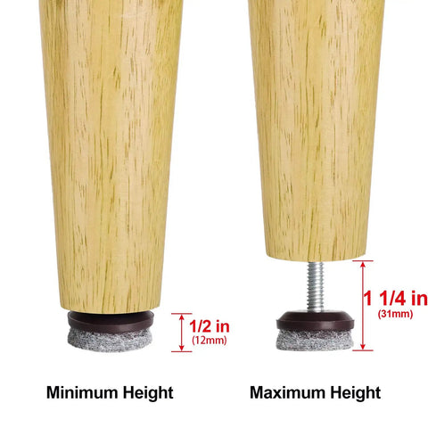 No More Wobbly Tables And Chairs With Adjustable Furniture Levelers Featuring High Density Felt Pads, 1/4-20 Threaded Shank T Nuts, 12 Pack