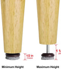 Ditch The Wobbles And Settle In Smooth With Adjustable Furniture Levelers 24 Pack showing height adjustments of furniture legs.