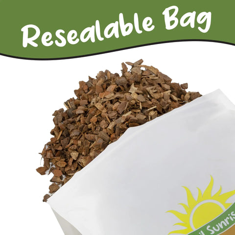 Resealable bag of One Hundred Percent Organic Orchid Potting Bark Eight Quarts All Natural Pine Bark Mix Additive For Orchids