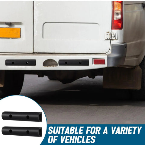 All In One 6 Pack 10 Inch Universal Rubber Bumper Strips Kit with installation accessories on vehicle rear for collision protection
