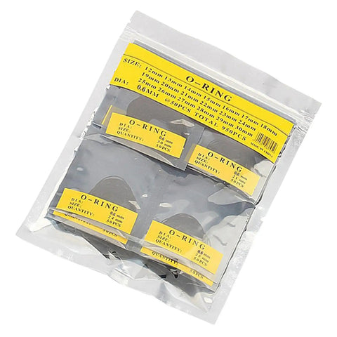 Watch Gasket Kit 950 Pieces With 19 Sizes From 12 To 30 mm For Easy Diy Watch Repairs, durable rubber seals in plastic packaging.