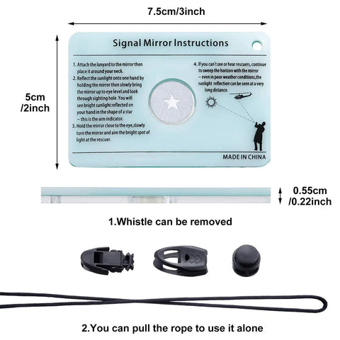Two Pack Survival Signal Mirror Set 2 By 3 Inch Reflective Rescue Mirrors For Hiking Camping Outdoor Gear And Emergency Signaling Beefy Acrylic Construction with instructions
