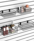 4 Pack Heavy Duty Slatwall Baskets Set For Garage And Shop Organization, Built To Last Metal Slat Wall Storage Bins, Black Finish