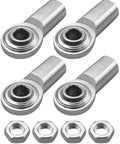 Stainless Steel Rod End Bearing Heim Joint 1/2 x 1/2-20 RH Female Thread Heavy Duty Workhorse Grade With High Load Capacity Ultra Precision Low Noise One Way Lubrication Valve For Quick Oil Injection Locking Ball and Copper Ring, four rod ends with nuts