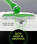 Heavy Duty Dry Sweeping Cloths 40 Pack Loaded With 3D Grip Fibers That Chase Down Grit And Debris Across Hardwood Tile And Vinyl Floors Easy Peel Toss Routine Guarantees A Sparkling Fresh Finish in use on a textured surface.