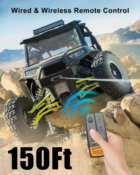 Ready To Go Prewired Winch Control Box Kit for 8000 to 17000 Lb ATV UTV with wireless remote control in rocky terrain