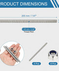 Beefy 4 Pack Fully Threaded Rods M8 x 200mm 304 Stainless Steel dimensions with thread pitch and nuts