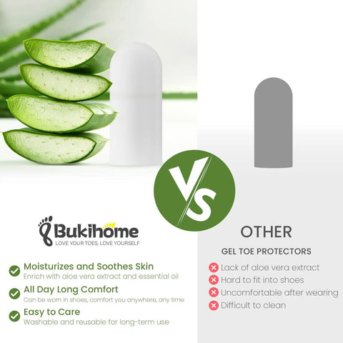 Silicone Toe Protectors Set 12 Pack Gel Toe Sleeves With Aloe Vera Essential Oils comparison with competitor