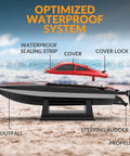 High Speed RC Boat With LED Hull Lights For Adults Up To 20 MPH Remote Control Boat 2.4GHz highlighting waterproof features