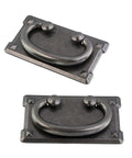 Five Pack Horizontal Bail Cabinet Pulls, 3 Inch Rectangular Drop Ring Handles, Zinc Alloy Hardware In Vintage Black Bronze