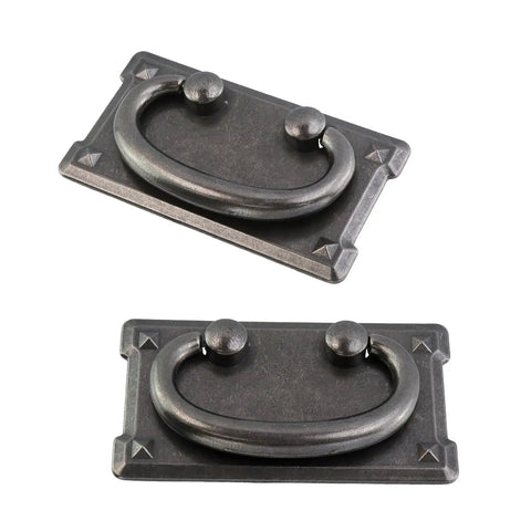 Five Pack Horizontal Bail Cabinet Pulls, 3 Inch Rectangular Drop Ring Handles, Zinc Alloy Hardware In Vintage Black Bronze