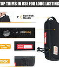 Rugged 1000D Cordura Tool Bag Pouch Box EDC Organizer Case with zipper and handle showing fabric, label, and water repellency.