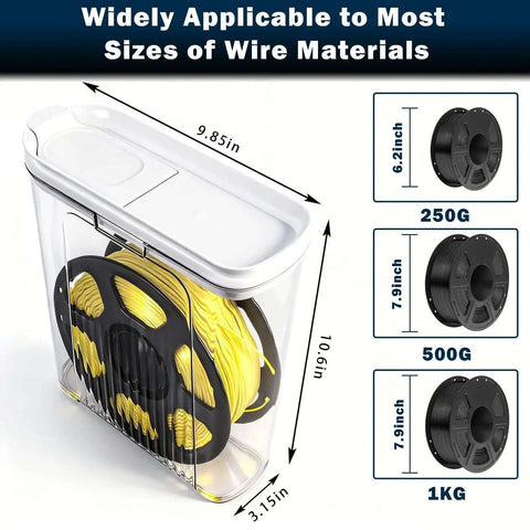 Moisture Proof And Dust Proof 3D Printing Filament Storage Box Set with 1.75mm spool example and size dimensions