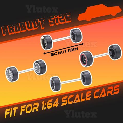 1/64 Scale Diecast Car Wheels And Tires Set Mixed Random Realistic Wheel Rims With Printed Detail Variety Pack Image