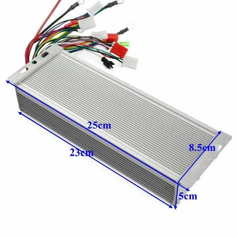 Heavy Duty 48V 1500W Brushless Motor Speed Controller For Electric Scooter, metallic casing, dimensions 25cm x 8.5cm x 5cm.