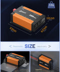 Reliable Workhorse 2000 Watt Power Inverter With Wireless Remote And Dual Usb 4000W Surge Kick Ultra Quiet 52 Db Fan Lcd Screen High Efficiency Battery Converter For Rv Car Truck Off Grid Adventures shown with size dimensions.