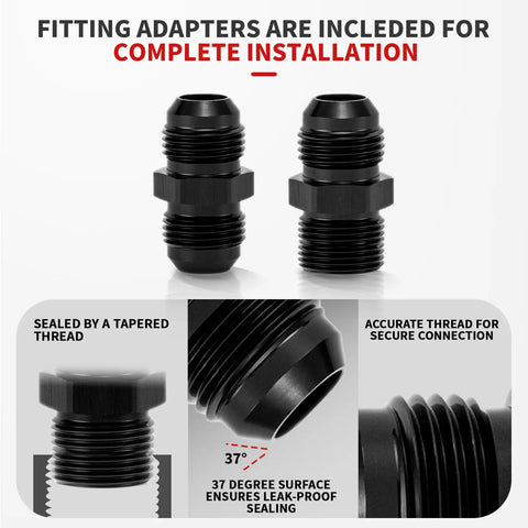 Must Have Pro Grade 6AN PTFE Hose End Fittings Kit With Zero Forty Five Ninety One Hundred Eighty Degree Angles 6AN Male To Male Flare Couplers