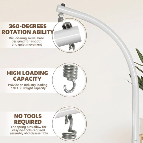 Heavy Duty Hanging Chair Stand With Iron Frame And Spring Hook For Indoor And Outdoor Use Supports Up To 330 Pounds Stable Base