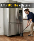 Heavy Duty Furniture Lifter Jack For Carpet Sliders And Hardwood Floors 660 Lb Capacity Includes Four Stackable Blocks To Raise Furniture Easily Smooth Rolling Wheels Back Saving Tool lifting refrigerator on wood floor