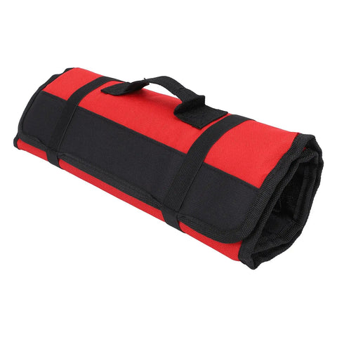 Red Multifunctional Chef Knife Roll Bag With 20 Slots For Home Kitchen Travel And Camping, portable cutlery organizer rolled up