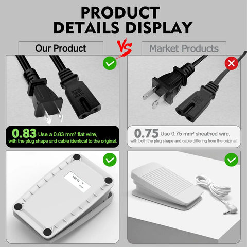 Comparison of Sewing Machine Foot Pedal Controller Replacement FC322 With 6.5Ft AC Power Cord and market products