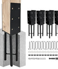 4 Pack Heavy Duty Concrete Post Anchors For 4x4 And 4x6 Posts, Solid Steel Fence Post Base With Screws, Waterproof Galvanized Finish