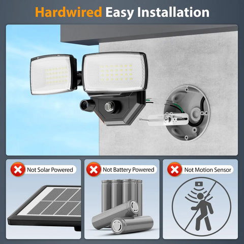 Rock Steady Hardwired Led Flood Light Dusk To Dawn Sensor Ip66 Waterproof 3200 Lumen Auto On Off Energy Efficient Outdoor Security No Plug No Hassle Mount For Driveway Backyard