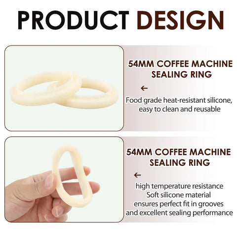 2 Pack 54mm Silicone Steam Ring for Espresso Machines with easy clean, durable design for Breville and Sage models.