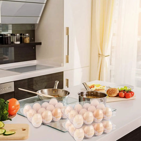 Eco Friendly Plastic Egg Cartons 12 Egg Capacity 3x4 Grids Bulk With Transparent Lid Recycled Plastic Durable Egg Holders in kitchen