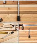Two Pack M10 Threaded Clamping Rod Handles on wooden surface with tools for drill press and lathe. Heavy duty 200mm metal handwheel.