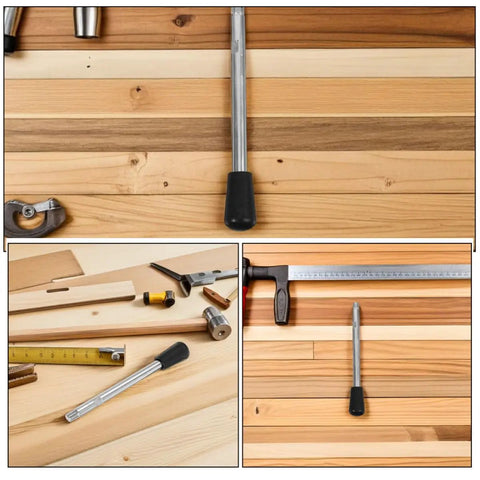 Two Pack M10 Threaded Clamping Rod Handles on wooden surface with tools for drill press and lathe. Heavy duty 200mm metal handwheel.