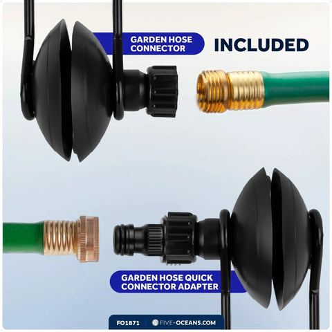 Universal Outboard Motor Flusher Kit With Black PVC Marine Grade Round Muffs And Coated Steel Bracket Garden Hose Connector And Quick Connect Adapter For Easy Flushing Of Salt Water Sand Sediment