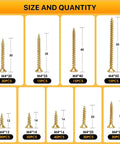 Nine Size M4 Wood Screws Set For Woodworking And Furniture Repairs 325 Piece Zinc Plated Self Tapping Phillips Flat Head Screws Kit