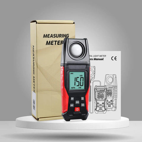 Digital Illuminance Light Meter With Backlight Lux Meter For Indoor Outdoor Use, Measures 0.1 To 200000 Lux And 0.01 To 20000 FC, Go-To Gear For Plants, Film Photography, And Lighting Setup, with box and manual