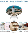 Lighthouse 1.1 Inch Cabinet Knobs Set of 2, Stainless Steel Aluminum Alloy Drawer Pulls with lighthouse image for cabinets and closets.