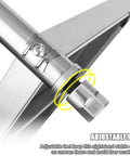 Close-up of adjustable foot on Heavy Duty Stainless Steel Shelving Unit Badass Three Shelf Storage Rack for Kitchen Garage.