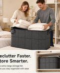 Hella Durable 180 Liter Moving Storage Container With Thick Loop Handles And Tight Seal Zipper Closure for bulky comforters in use.