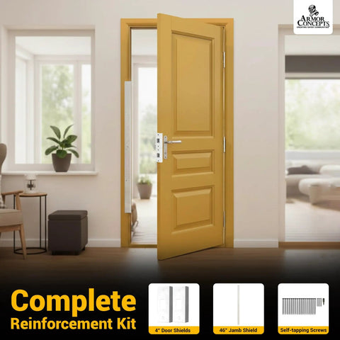 Heavy Hitter 3 Piece White Door Reinforcement Kit Kick Proof Jamb Anchors Lock Bar Braces Quick Install For Front Entry Home Security Boost Anti Forced Entry Setup