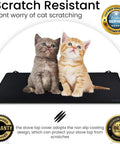 Two cats sitting on black Stove Top Protector Cover for Electric Cooktops Anti Slip Waterproof Pad