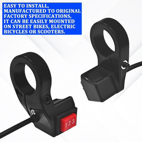Universal 3 Speed Motorcycle Handlebar Shift Switch 22Mm 7 8 Inch Electric Bike Control Lever for Dirt Bikes and Scooters, showing mounting and control features.