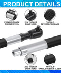 Knuckle Buster Saver Heavy Duty 1/2 Inch Offset Extension Socket Adapter For Electric Pneumatic Hand Impact Wrenches Hits Deep Cavities Turns Like Butter Perfectly, detailed view of chrome steel construction.