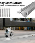 Heavy Duty Galvanized V Track For Sliding Gates, Inverted V Groove Gate Rail With Hammer Drive Anchors, shown with bolts