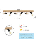 Kingswood 38 Inch Dope Modern Wood Track Light With Six LED Dimmable Adjustable Wall And Ceiling Fixture measurement diagram