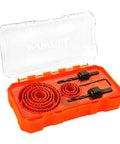 Effortless Hole Saw Kit With Nine Sizes From Three Quarter Inch To Three Inch 19 To 76 Mm Carbon Steel Set Includes Mandrels